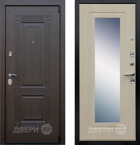 Входная металлическая Дверь АСД Викинг с зеркалом Белёный  дуб в Луховицах