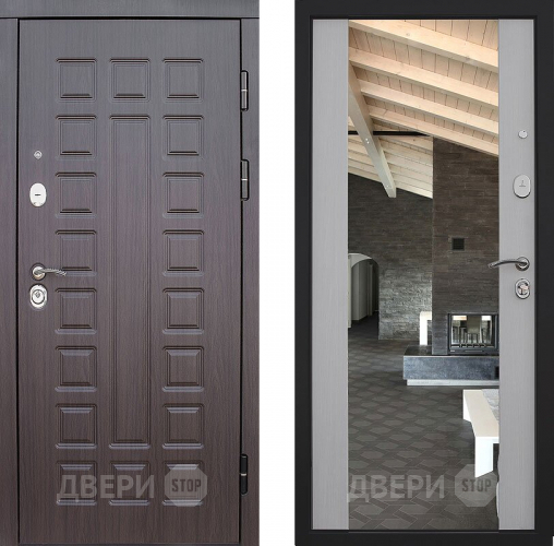 Входная металлическая Дверь S01 2К Зеркало Лиственница белая в Луховицах
