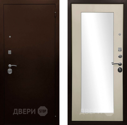Входная металлическая Дверь Ратибор Оптима 3К зеркало Лиственница беж в Луховицах
