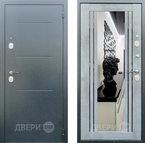 Дверь Престиж Люкс с зеркалом Бетон в Луховицах
