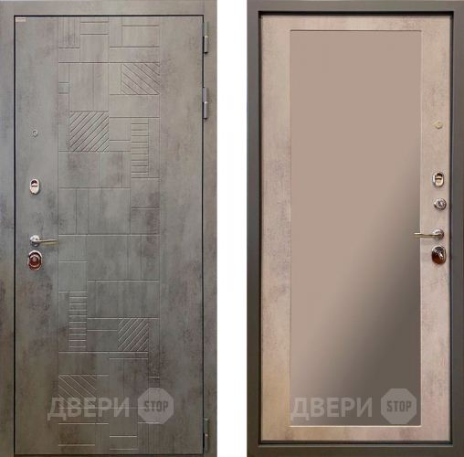 Дверь Ратибор Тетрис 3К с зеркалом Бетон светлый в Луховицах