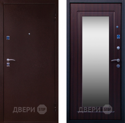 Входная металлическая Дверь СТОП Медь ЗЕРКАЛО Венге в Луховицах