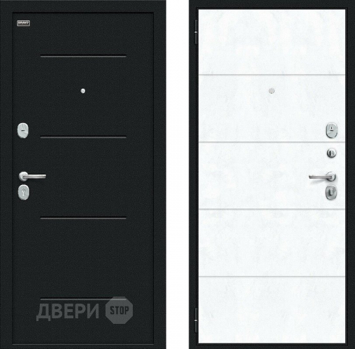 Входная металлическая Дверь внутреннего открывания Bravo Граффити-1 Инсайд Букле черное/Snow Art в Луховицах
