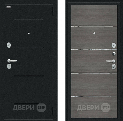 Дверь Bravo Лайн Букле черное/Grey Veralinga в Луховицах