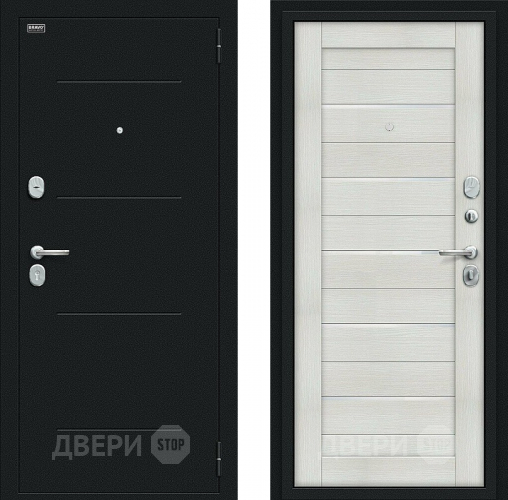 Входная металлическая Дверь Bravo Техно Kale Букле черное/Bianco Veralinga в Луховицах