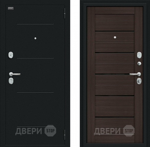 Входная металлическая Дверь Bravo Техно Kale Букле черное/Wenge Veralinga в Луховицах