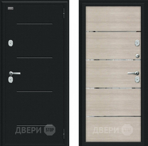 Входная металлическая Дверь Bravo Thermo Лайн Букле черное/Cappuccino Veralinga в Луховицах