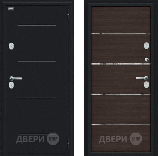 Входная металлическая Дверь Bravo Thermo Лайн Букле черное/Wenge Veralinga в Луховицах