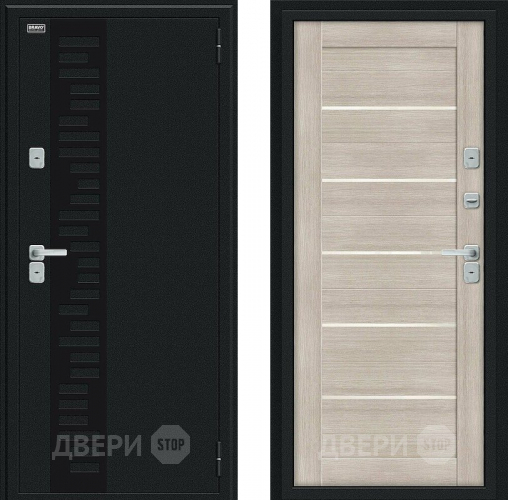Входная металлическая Дверь Bravo Thermo Техно Декор Букле черное/Cappuccino Veralinga в Луховицах