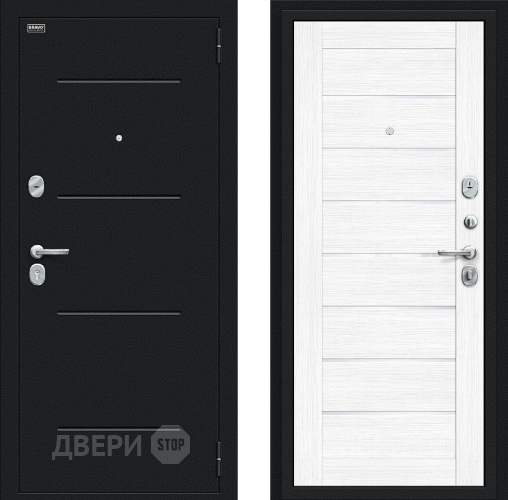 Входная металлическая Дверь Bravo Техно Букле черное/Snow Melinga в Луховицах