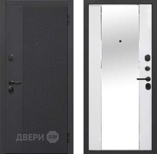 Входная металлическая Дверь Флорида Зеркало Фацет Эммалит Белый в Луховицах