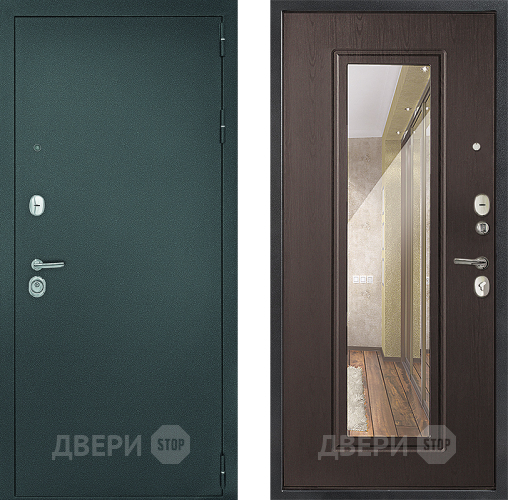 Входная металлическая Дверь Дверной Континент Рубикон Серебро Зеркало Венге в Луховицах
