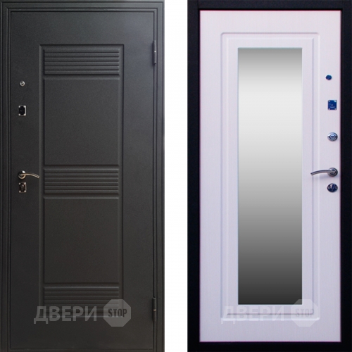 Входная металлическая Дверь СТОП ЗЕРКАЛО Ясень Белый в Луховицах