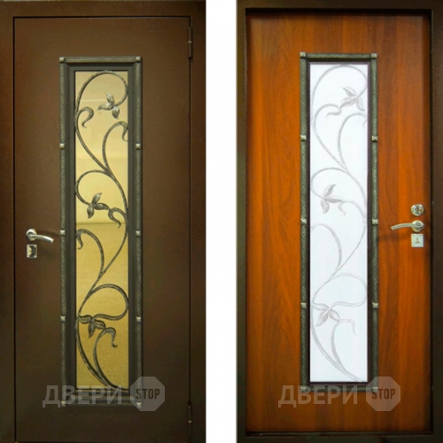 Заводские двери с ковкой и стеклом Лоза в Луховицах