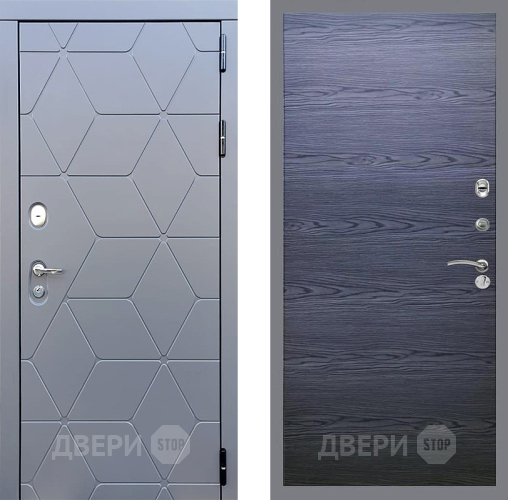 Входная металлическая Дверь Стоп КОСМО Гладкая Дуб тангенальный черный в Луховицах