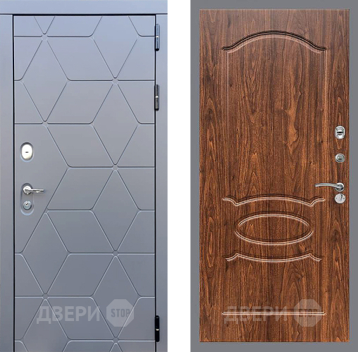Входная металлическая Дверь Стоп КОСМО ФЛ-128 орех тисненый в Луховицах