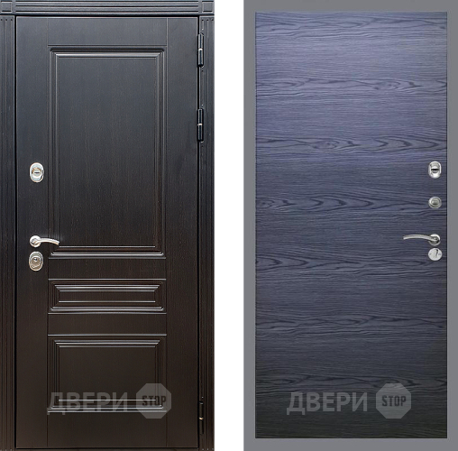 Входная металлическая Дверь Стоп МЕГАПОЛИС Гладкая Дуб тангенальный черный в Луховицах