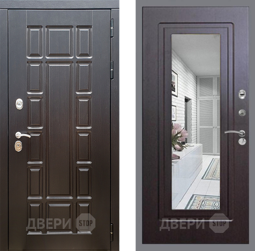 Входная металлическая Дверь Стоп НЬЮ ЙОРК Зеркало ФЛ-120 Венге в Луховицах