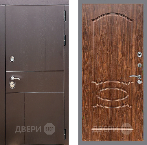 Входная металлическая Дверь Стоп УРБАН ФЛ-128 орех тисненый в Луховицах