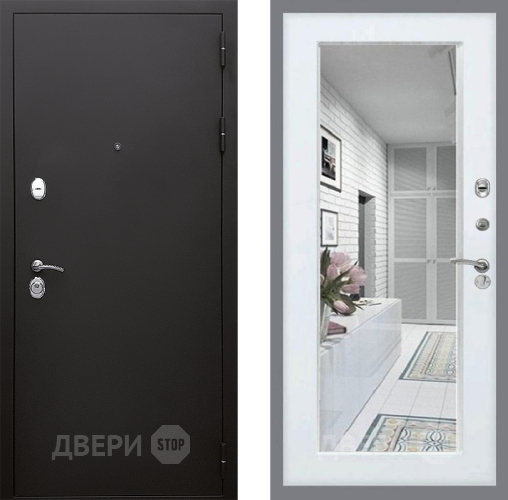 Дверь Стоп КЛАССИК Шагрень Зеркало Белый ясень в Луховицах
