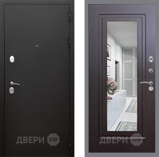 Входная металлическая Дверь Стоп КЛАССИК Шагрень Зеркало ФЛ-120 Венге в Луховицах