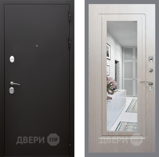 Дверь Стоп КЛАССИК Шагрень Зеркало ФЛ-120 Беленый дуб в Луховицах