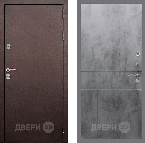 Входная металлическая Дверь Стоп КЛАССИК Медь ФЛ-290 Бетон темный в Луховицах
