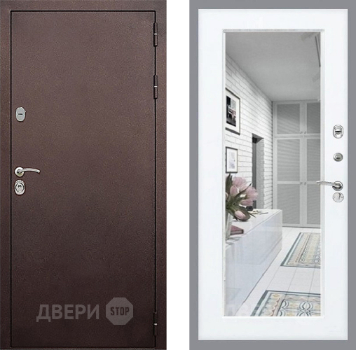 Входная металлическая Дверь Стоп КЛАССИК Медь Зеркало Силк Сноу в Луховицах