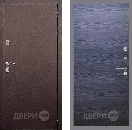 Входная металлическая Дверь Стоп КЛАССИК Медь Гладкая Дуб тангенальный черный в Луховицах