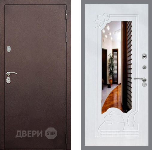 Входная металлическая Дверь Стоп КЛАССИК Медь ЗкркалоФЛ-147 Ясень белый в Луховицах