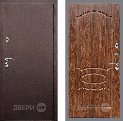 Входная металлическая Дверь Стоп КЛАССИК Медь ФЛ-128 орех тисненый в Луховицах
