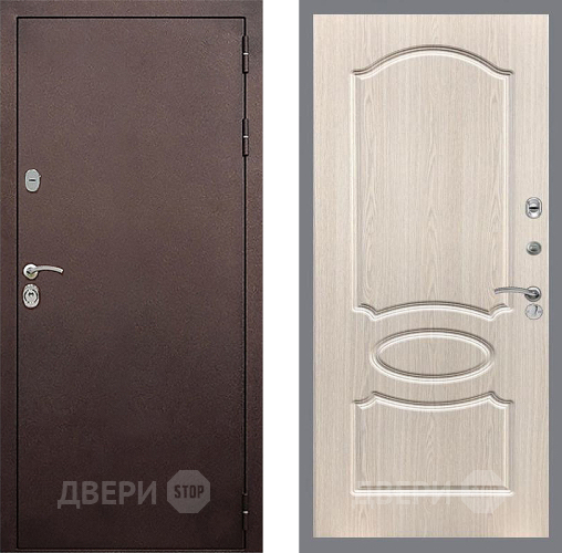 Входная металлическая Дверь Стоп КЛАССИК Медь ФЛ-128 Беленый дуб в Луховицах