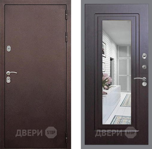 Входная металлическая Дверь Стоп КЛАССИК Медь Зеркало ФЛ-120 Венге в Луховицах