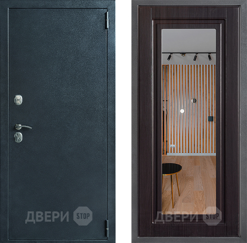 Входная металлическая Дверь Дверной континент ДК-70 Дизайн ФЛЗ Зеркало Венге в Луховицах