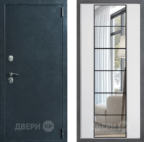 Входная металлическая Дверь Дверной континент ДК-70 Дизайн ФЛЗ-2 Зеркало Белый софт в Луховицах