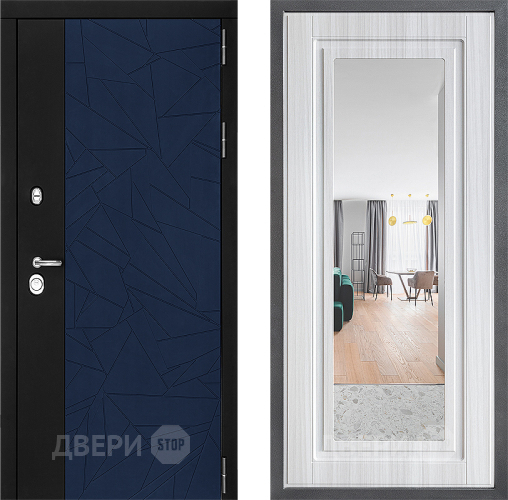 Входная металлическая Дверь Дверной континент ДК-9 ФЛЗ Зеркало Сандал белый в Луховицах