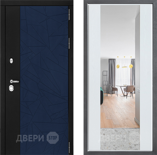 Входная металлическая Дверь Дверной континент ДК-9 ФЛЗ-1 Зеркало Белое дерево в Луховицах