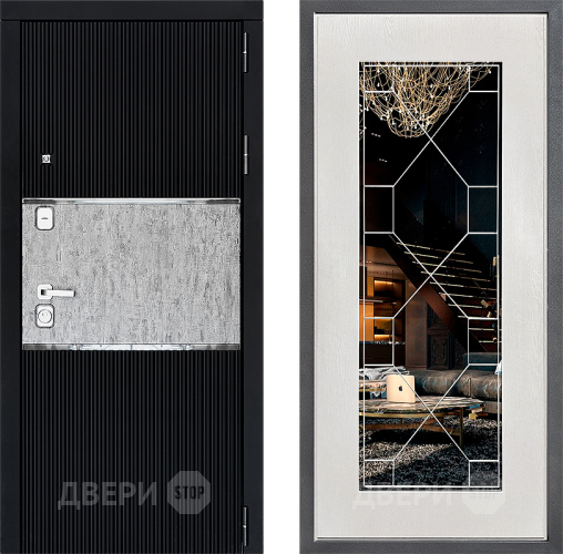 Входная металлическая Дверь Дверной континент ДК-13 ФЛ-Тиффани Зеркало Белое дерево в Луховицах