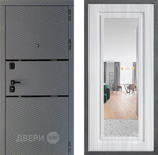 Входная металлическая Дверь Дверной континент Диамант Дизайн ФЛЗ Зеркало Сандал белый в Луховицах