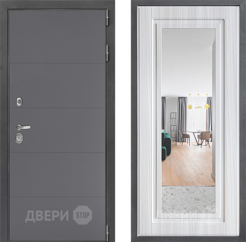 Входная металлическая Дверь Дверной континент ДК-3/649 ФЛЗ Зеркало Сандал белый в Луховицах