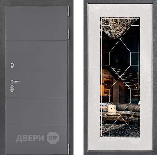 Дверь Дверной континент ДК-3/649 ФЛ-Тиффани Зеркало Белое дерево в Луховицах