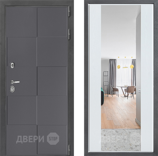 Входная металлическая Дверь Дверной континент ДК-3/606 ФЛЗ-1 Зеркало Белое дерево в Луховицах