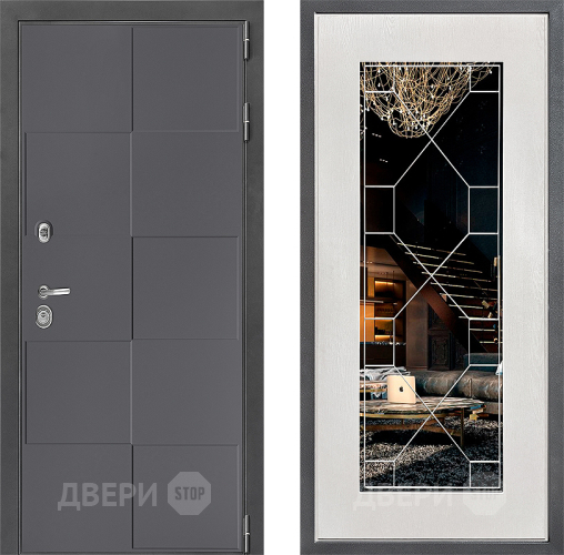 Входная металлическая Дверь Дверной континент ДК-3/606 ФЛ-Тиффани Зеркало Белое дерево в Луховицах