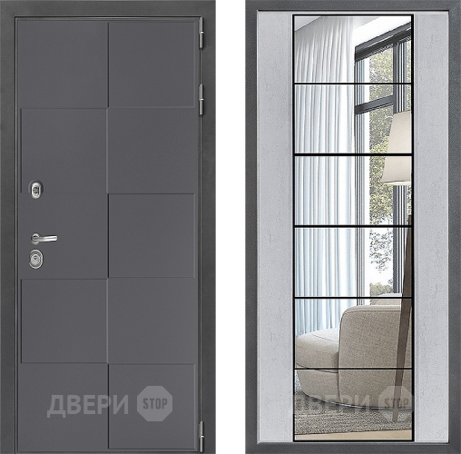 Дверь Дверной континент ДК-3/606 ФЛЗ-2 Зеркало Бетон светлый в Луховицах