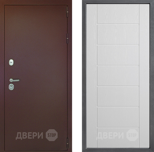 Входная металлическая Дверь Дверной континент Рубикон Медь Дизайн ФЛ-Лайн Белое дерево в Луховицах