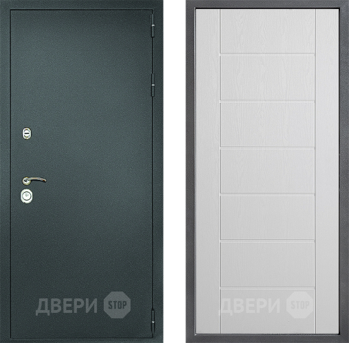 Входная металлическая Дверь Дверной континент Рубикон Серебро Дизайн ФЛ-Лайн Белое дерево в Луховицах