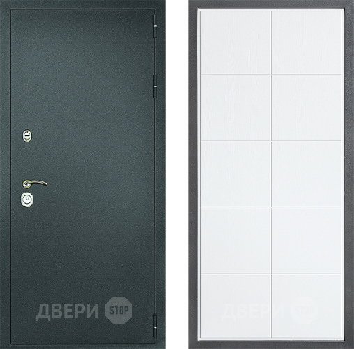 Входная металлическая Дверь Дверной континент Рубикон Серебро Дизайн ФЛ-Кватро Белое дерево в Луховицах