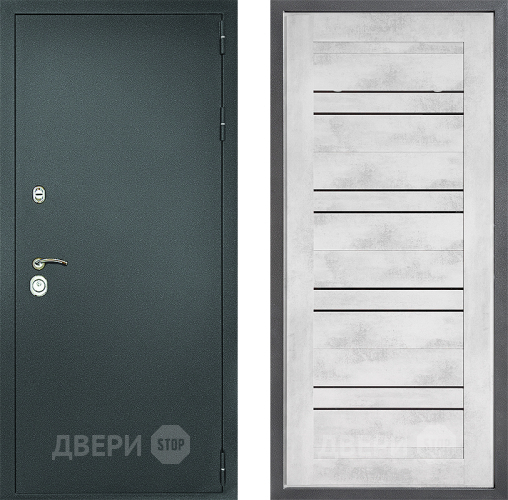 Входная металлическая Дверь Дверной континент Рубикон Серебро Дизайн ФЛ-49 Бетон снежный в Луховицах