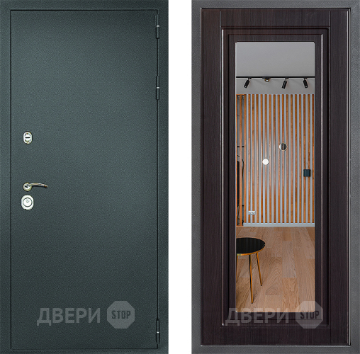Входная металлическая Дверь Дверной континент Рубикон Серебро Дизайн ФЛЗ Зеркало Венге в Луховицах
