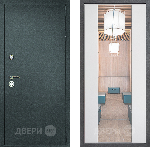 Входная металлическая Дверь Дверной континент Рубикон Серебро Дизайн ФЛЗ-1 Зеркало Белый софт в Луховицах